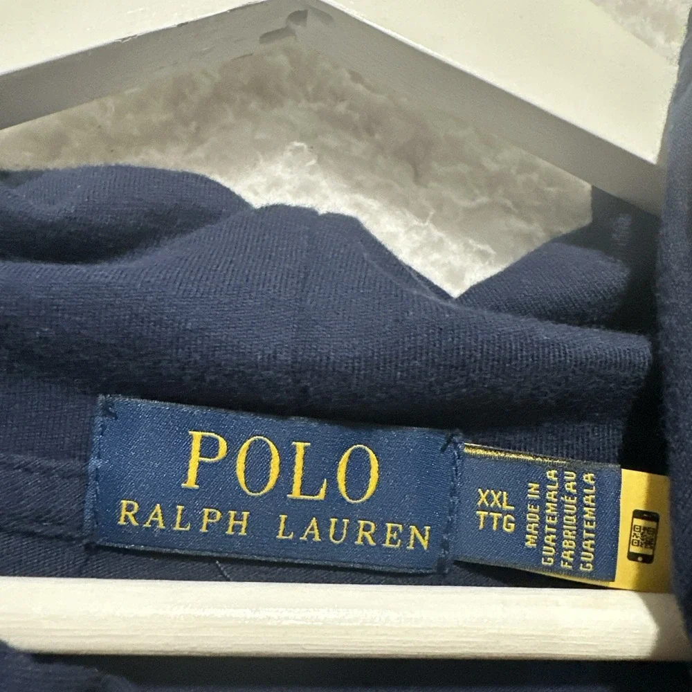 POLO RALPH LAUREN Long Sleeve T-shirt Size 2XL Navy Bear Graphic Pullover Hoodie